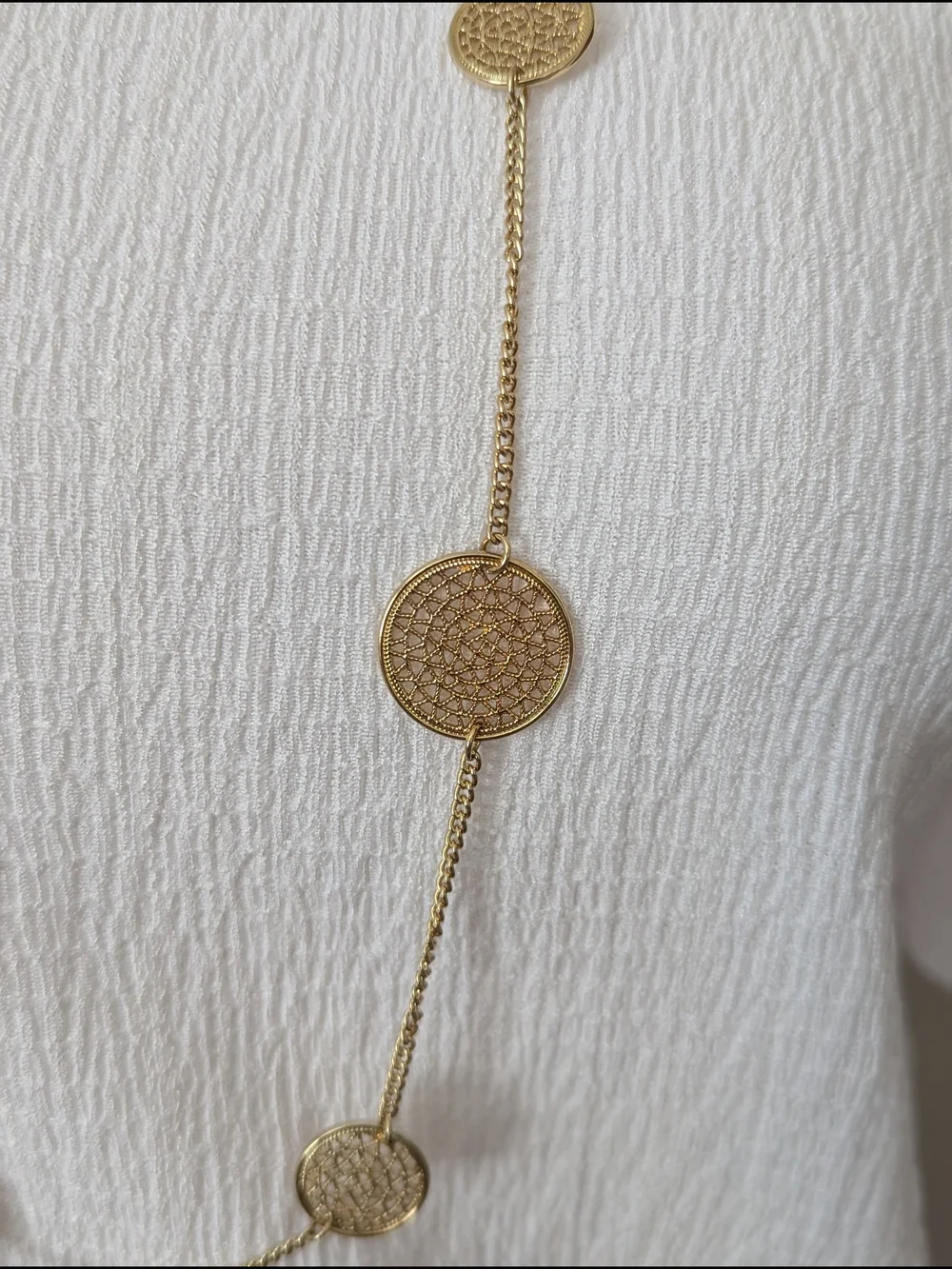 Gold Disc Long Necklace Jewelry